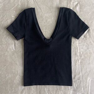 Forever 21 Black Deep V-Neck Crop Top